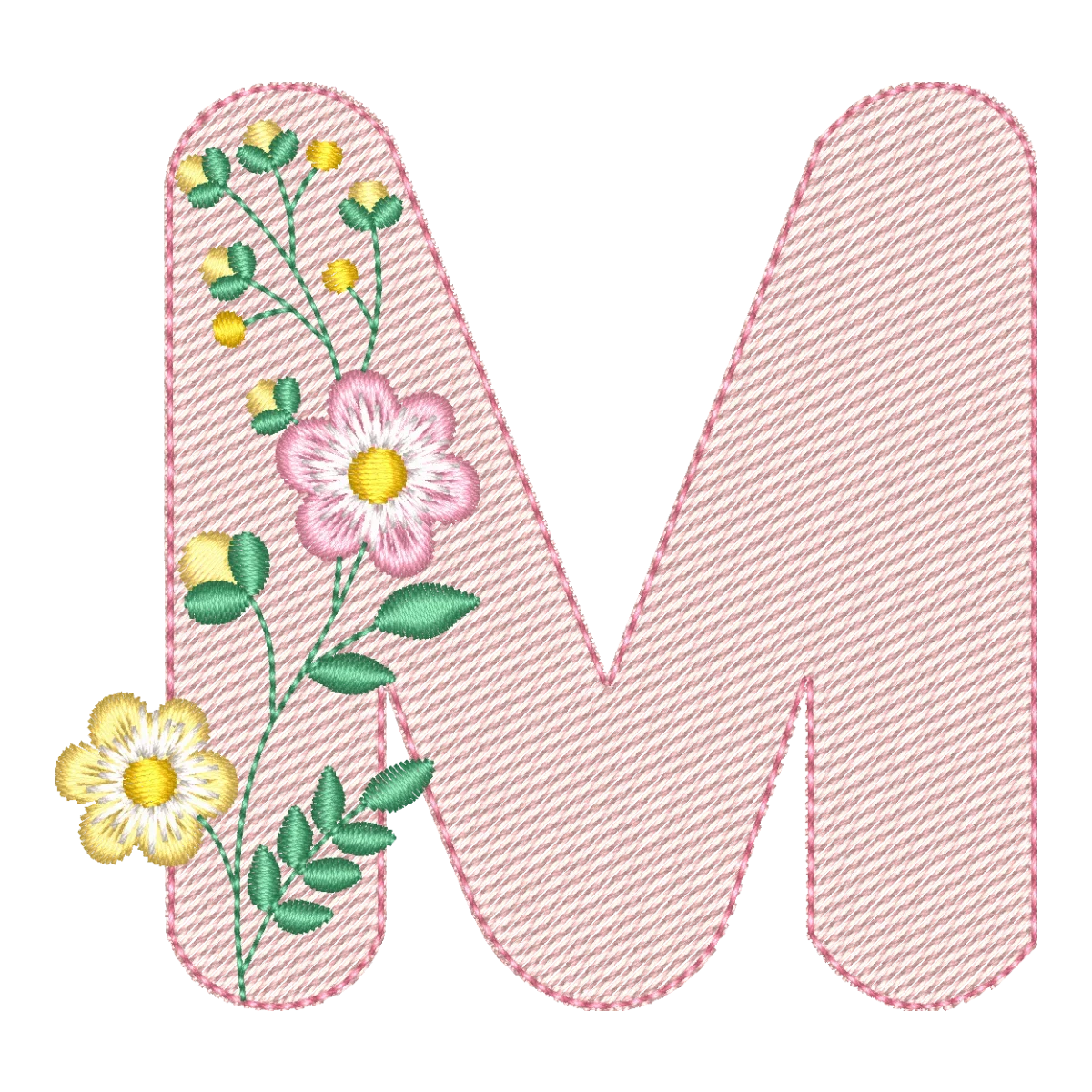 Monograma Floral M: Elegância Bordada