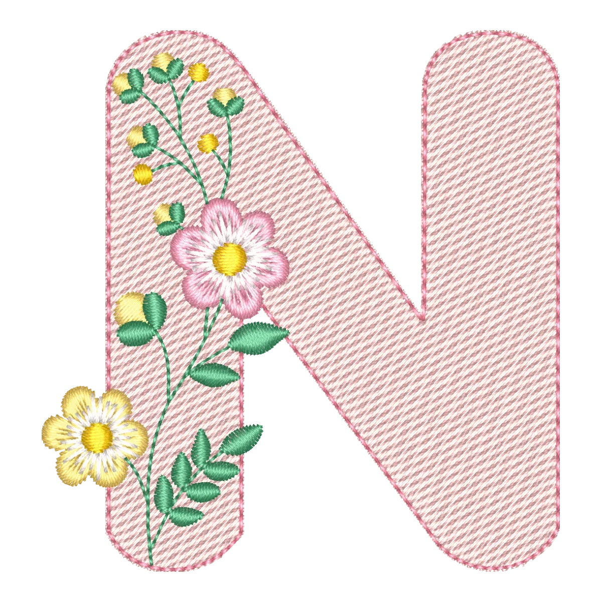 Matriz de Bordado Letra N Floral Elegante