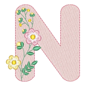 Matriz de Bordado Letra N Floral Elegante