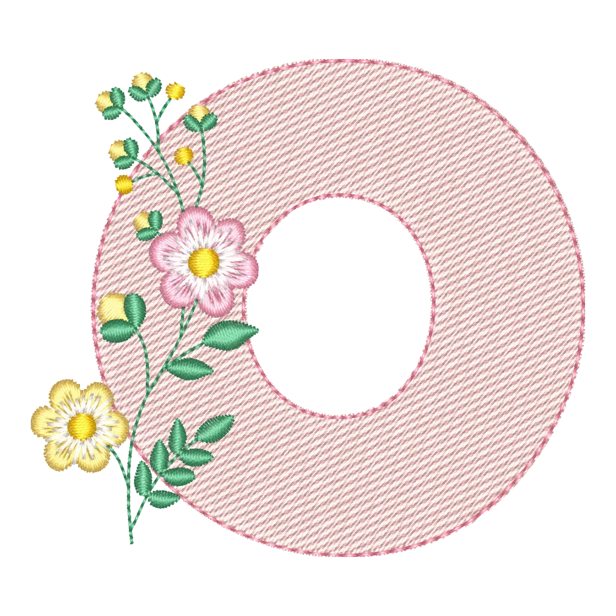 Matriz de Bordado Letra O Floral Delicada