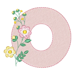 Matriz de Bordado Letra O Floral Delicada