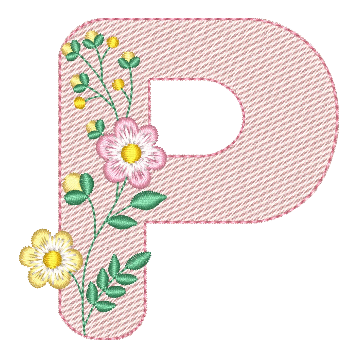 Monograma Floral P: Elegância Bordada