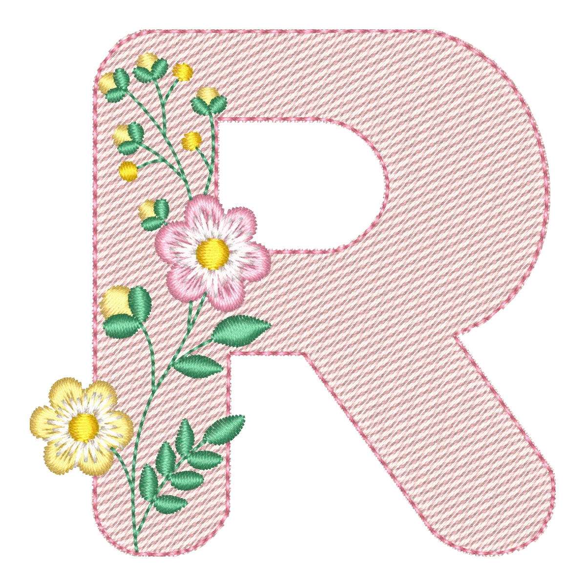 Matriz de Bordado Letra R Floral Delicada