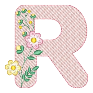 Matriz de Bordado Letra R Floral Delicada