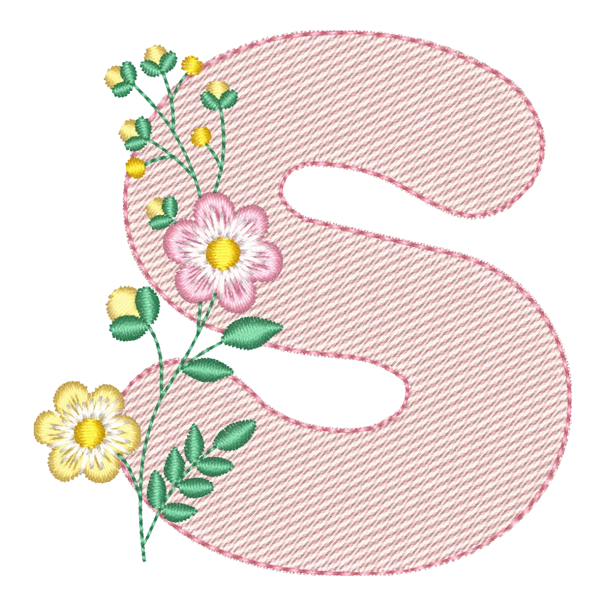 Matriz de Bordado Letra S Floral Encantadora