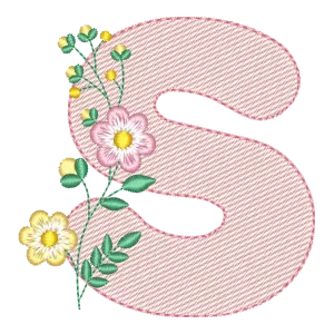 Matriz de Bordado Letra S Floral Encantadora