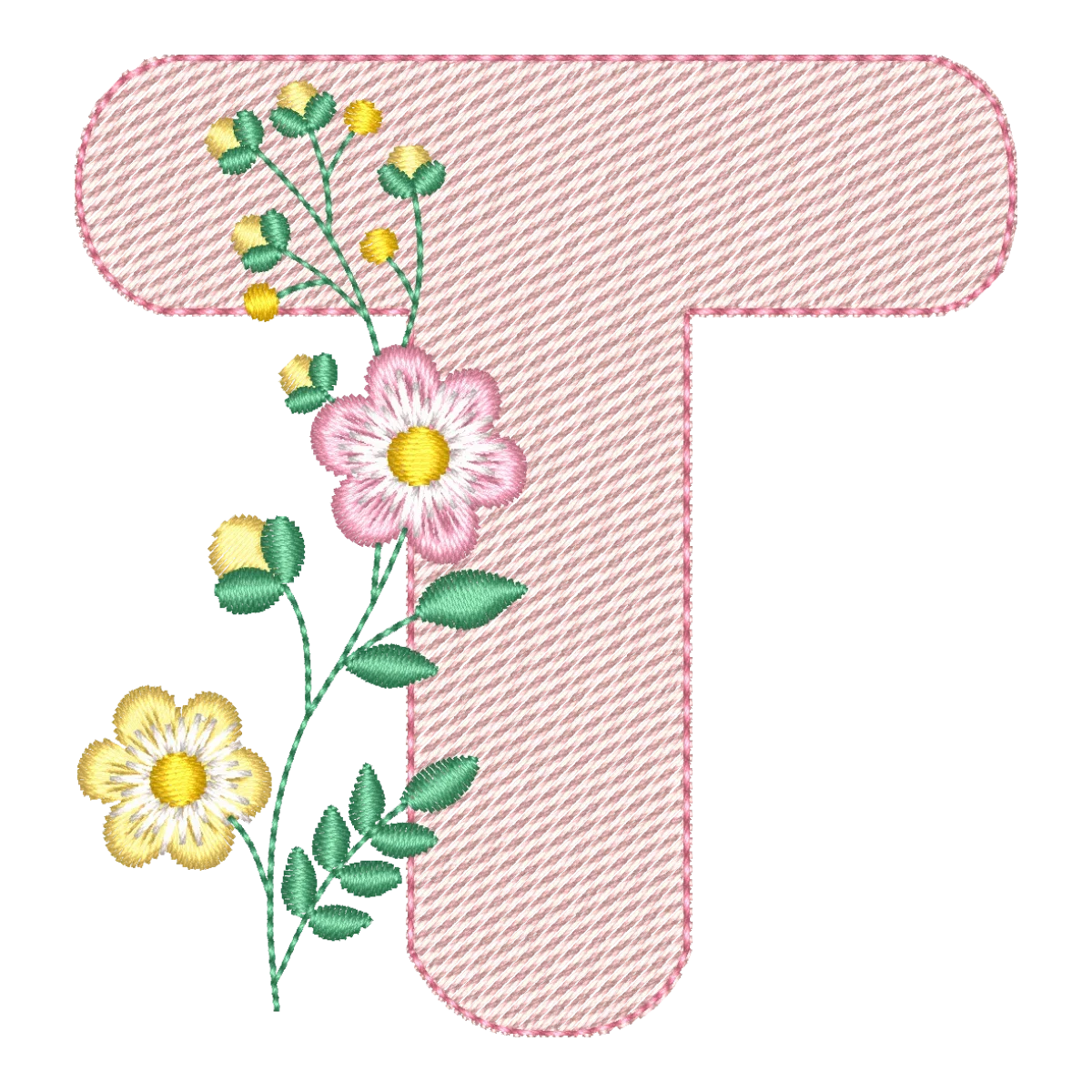 Matriz de Bordado Letra T Floral Elegante