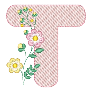 Matriz de Bordado Letra T Floral Elegante