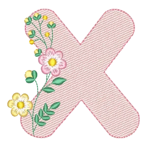 Matriz de Bordado Letra X Floral Encantada
