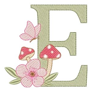 Monograma Encantado 'E' com Cogumelos