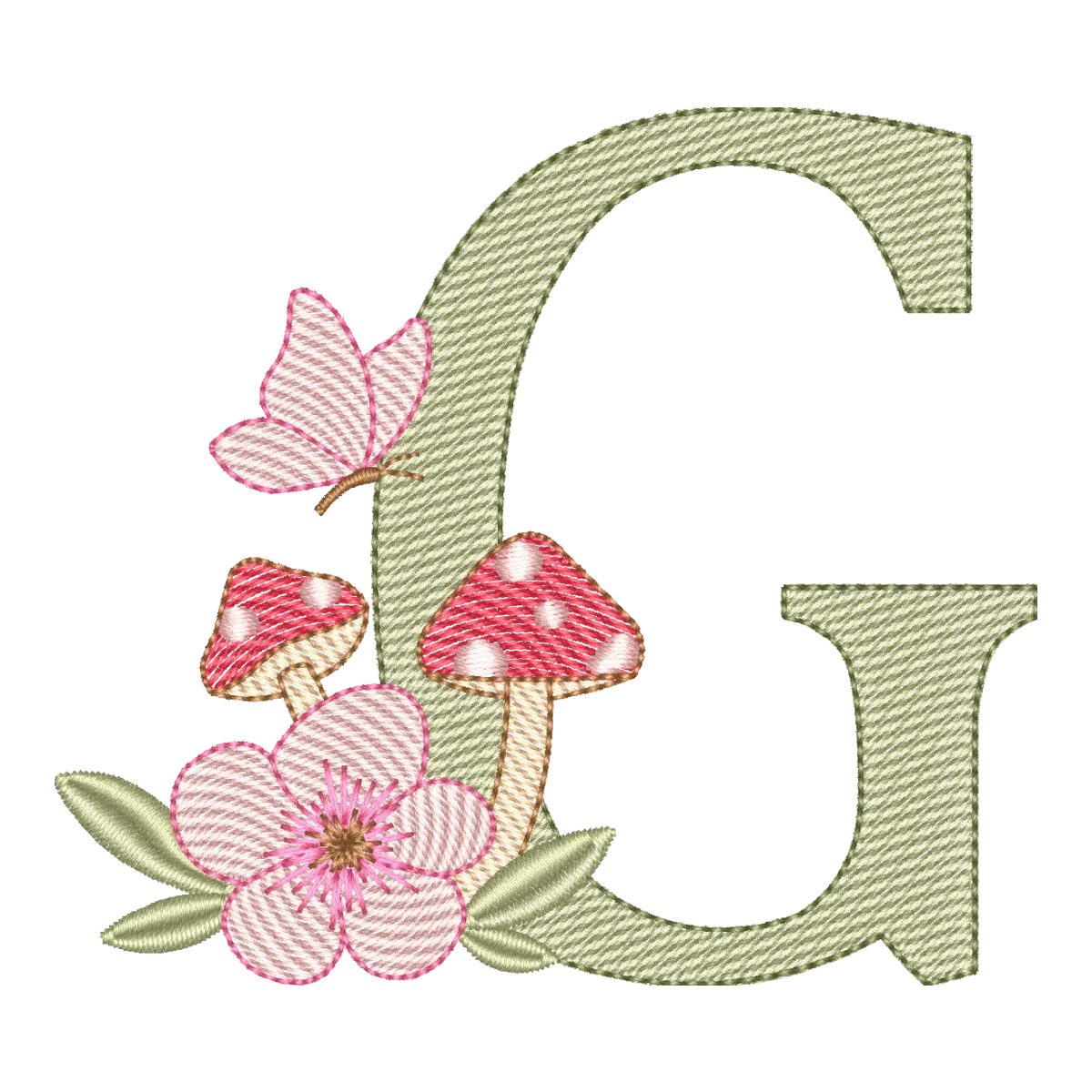 Letra G Florestal - Alfabeto Cogumelo