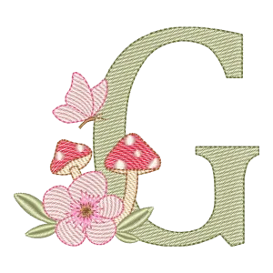 Letra G Florestal - Alfabeto Cogumelo
