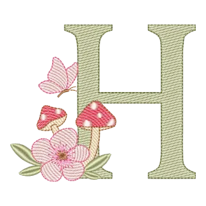 Alfabeto Cogumelo: Matriz de Bordado Letra H Encantada