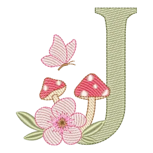 Monograma J Encantado: Cogumelos e Borboletas