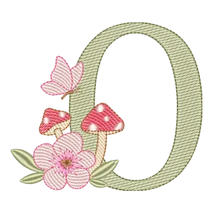 Matriz de Bordado Letra O Cogumelo Encantado