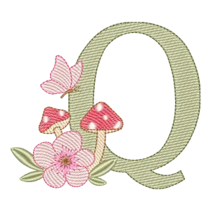 Monograma Q Encantado com Cogumelos