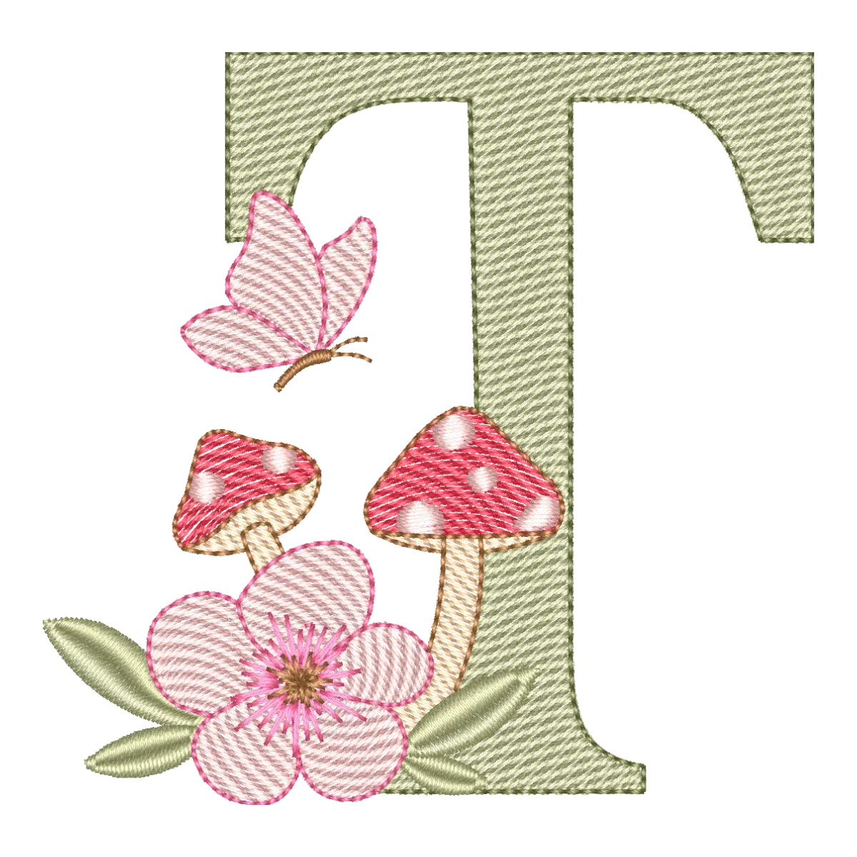 Monograma T Mágico: Cogumelo Encantado