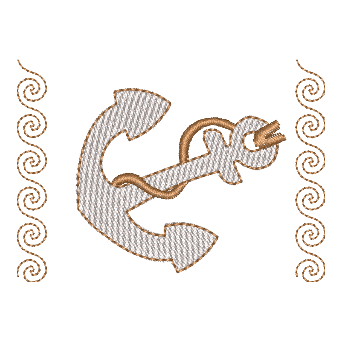 Matriz de Bordado Âncora Marítima com Barrado Ondulado