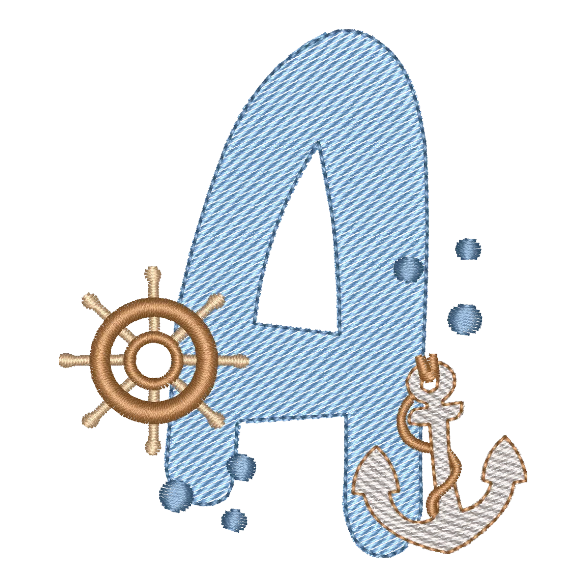 Matriz de Bordado Letra A Náutica Fundo do Mar