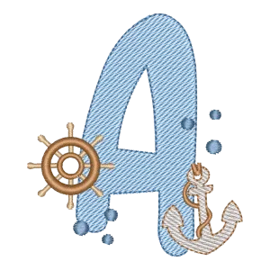 Matriz de Bordado Letra A Náutica Fundo do Mar