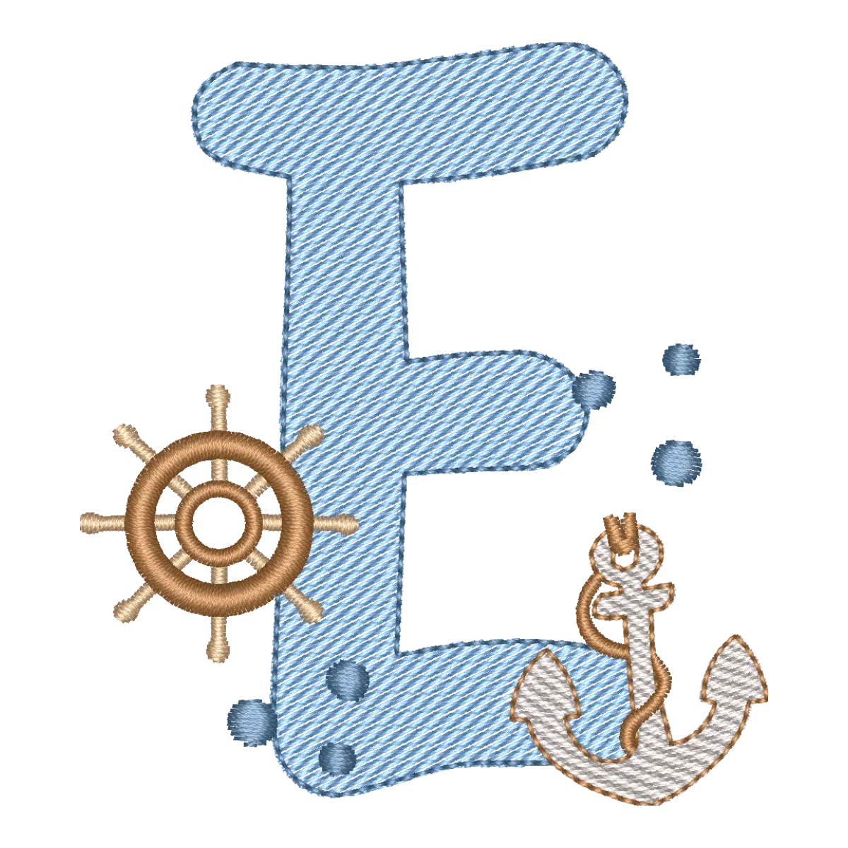 Matriz de Bordado Letra E Fundo do Mar