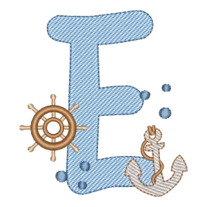 Matriz de Bordado Letra E Fundo do Mar