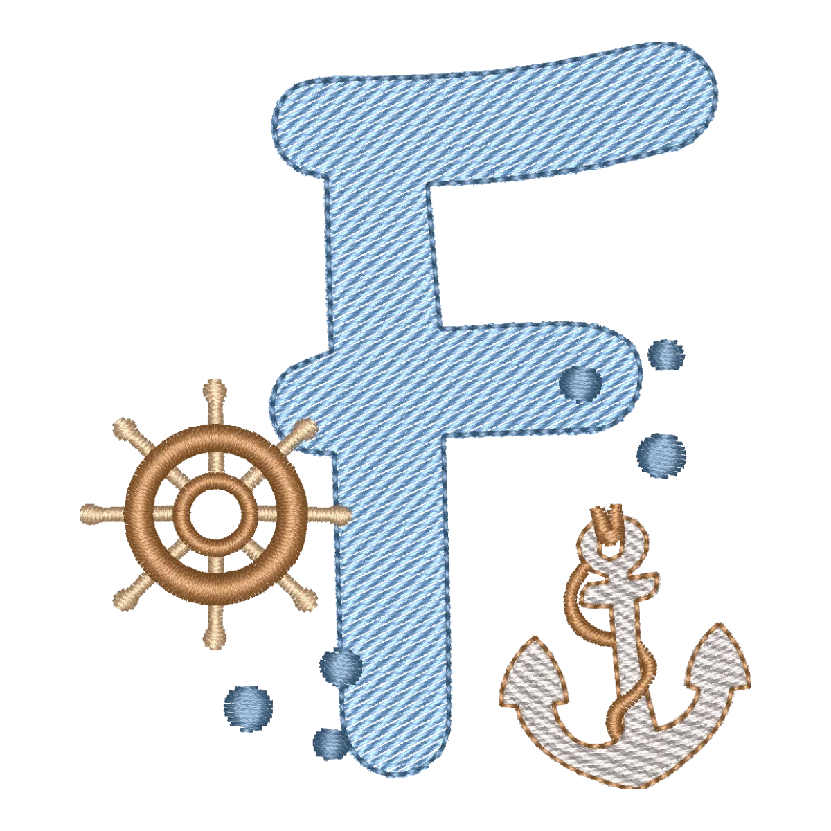 Letra F Náutica: Alfabeto Fundo do Mar para Bordado