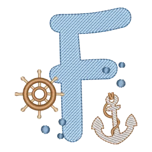 Letra F Náutica: Alfabeto Fundo do Mar para Bordado
