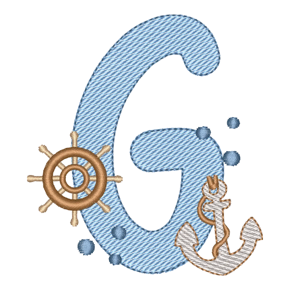 Matriz de Bordado Letra G Náutica Fundo do Mar