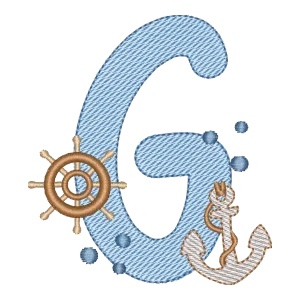 Matriz de Bordado Letra G Náutica Fundo do Mar
