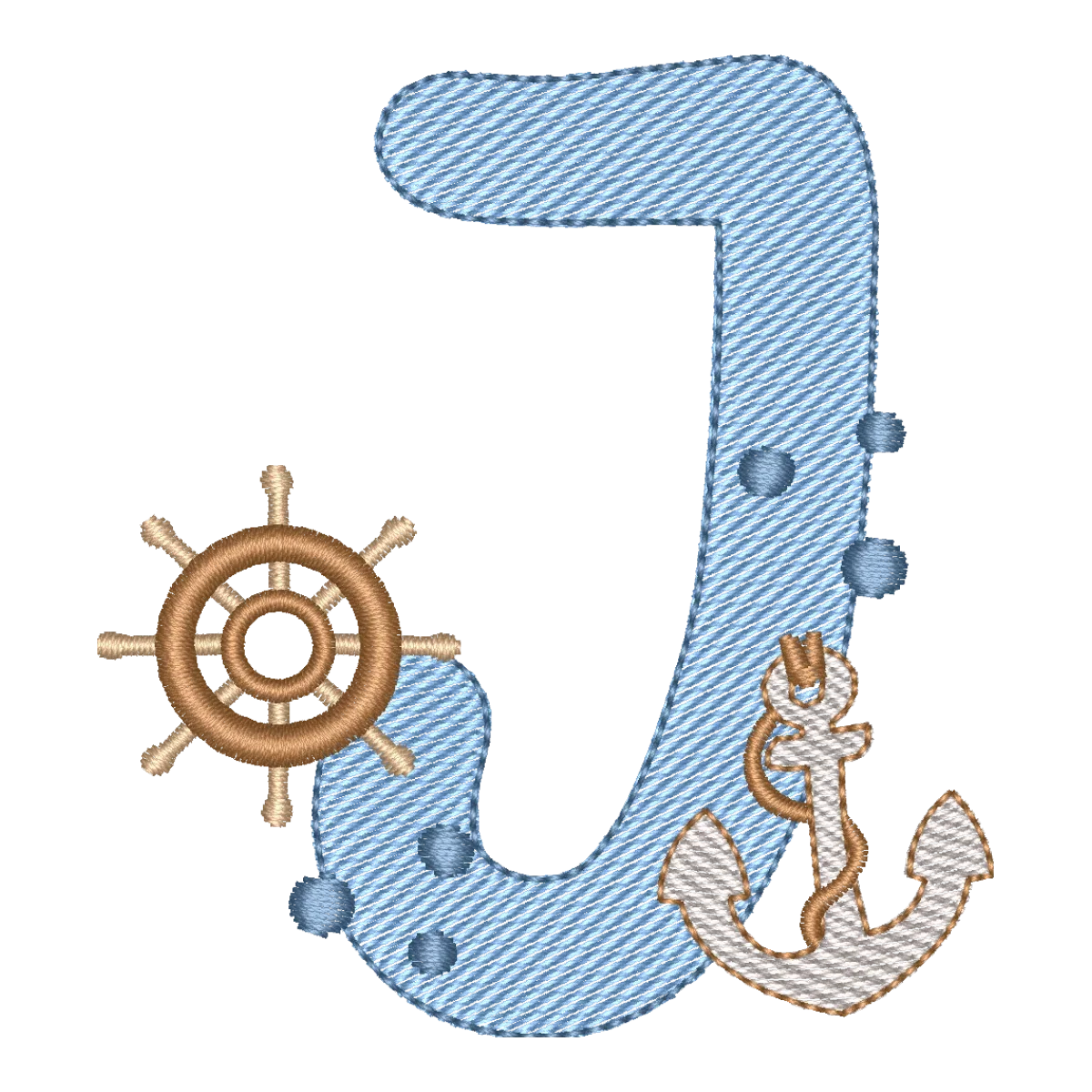 Matriz de Bordado Letra J Fundo do Mar - Coleção Oceânica