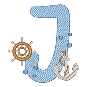 Matriz de Bordado Letra J Fundo do Mar - Coleção Oceânica