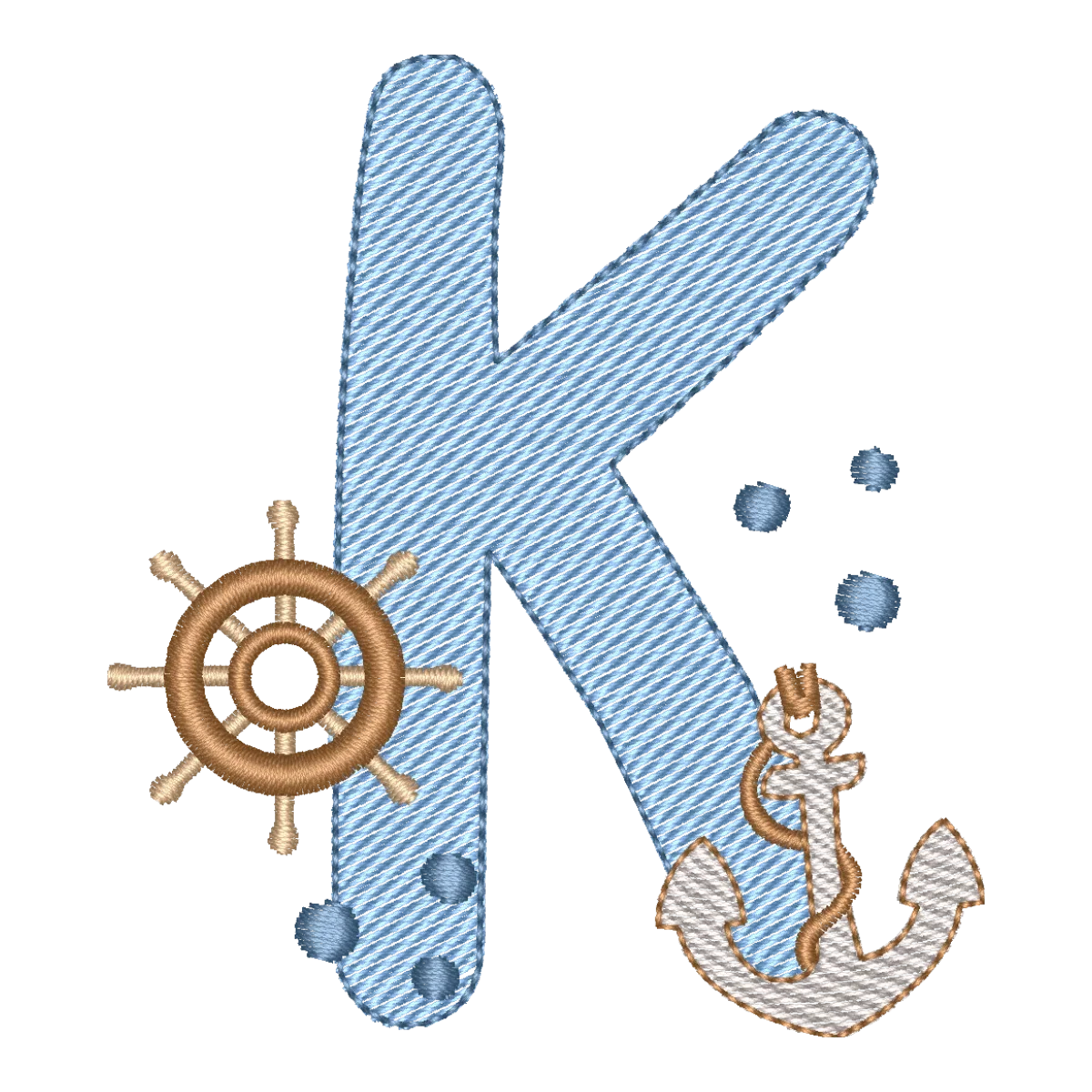 Matriz de Bordado Letra K Fundo do Mar