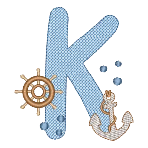 Matriz de Bordado Letra K Fundo do Mar