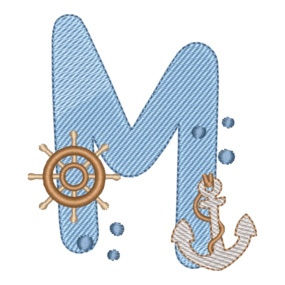 Matriz de Bordado Letra M Náutica Fundo do Mar