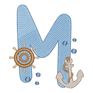 Matriz de Bordado Letra M Náutica Fundo do Mar