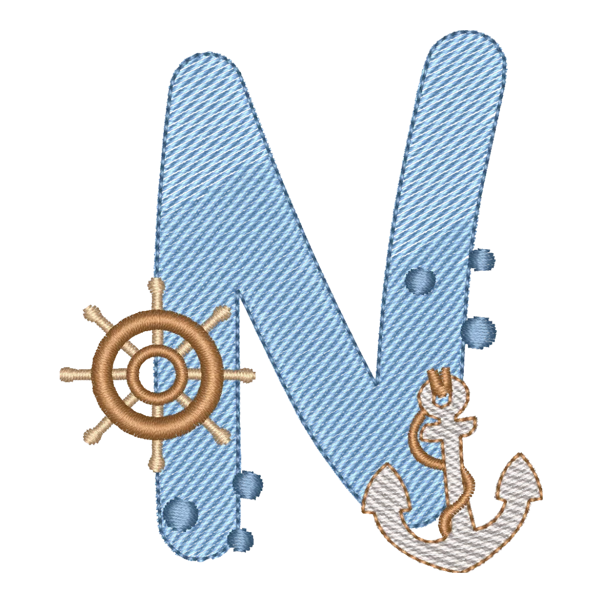 Matriz de Bordado Letra N Náutica