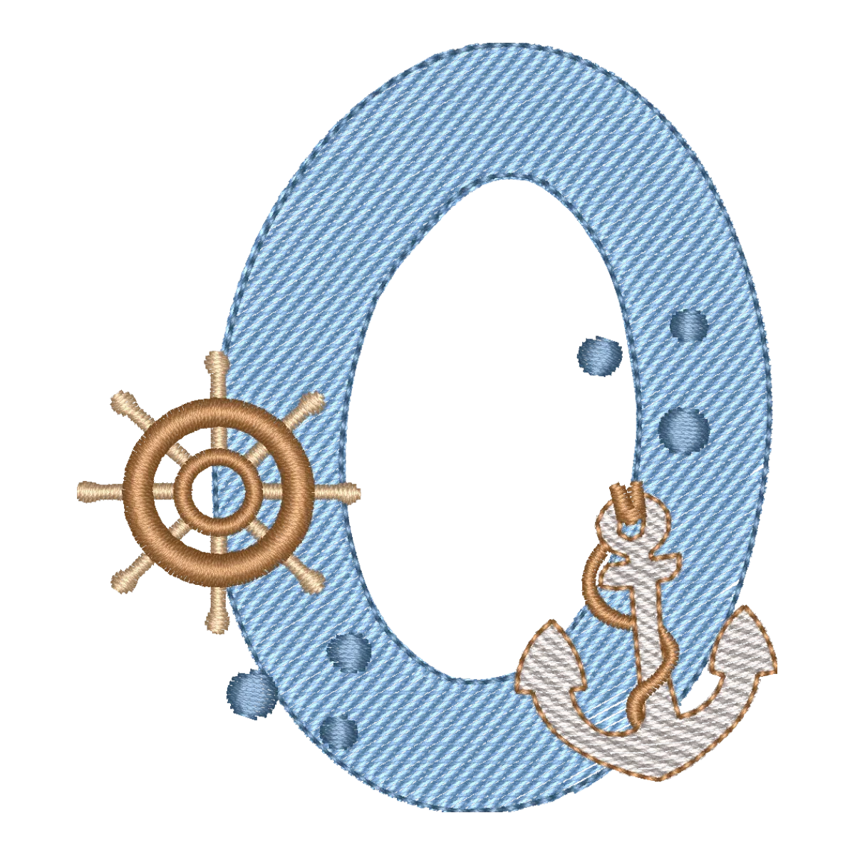 Matriz de Bordado Letra O Náutica - Alfabeto Fundo do Mar