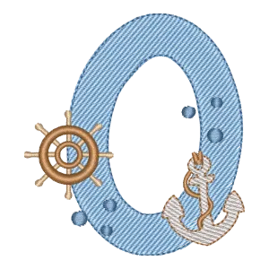 Matriz de Bordado Letra O Náutica - Alfabeto Fundo do Mar