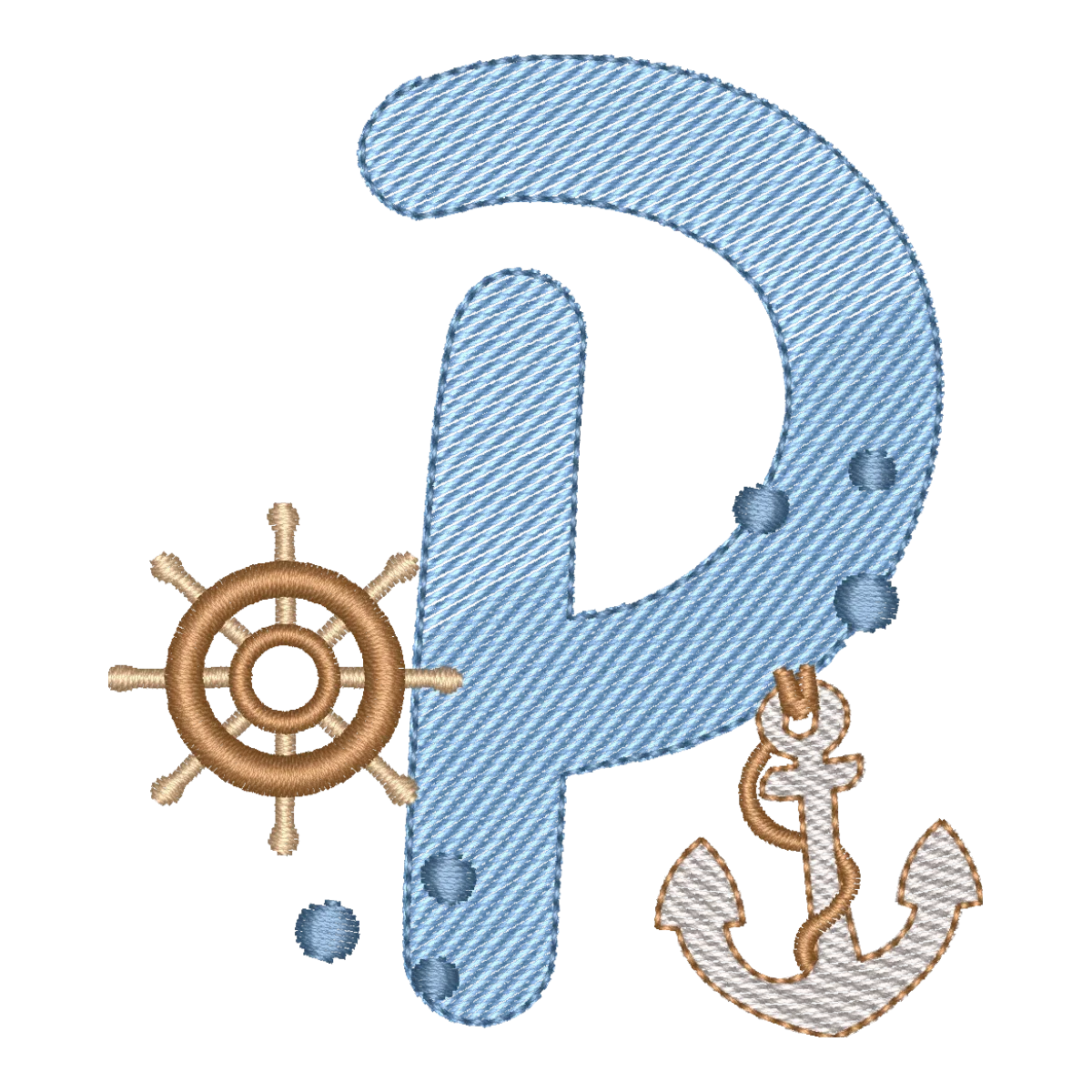 Matriz de Bordado Letra P Náutica: Aventura Submarina