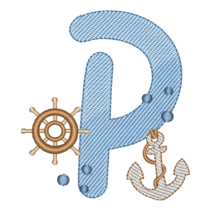 Matriz de Bordado Letra P Náutica: Aventura Submarina
