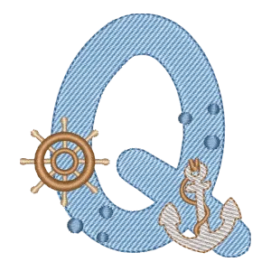 Matriz de Bordado Letra Q Náutica - Coleção Fundo do Mar