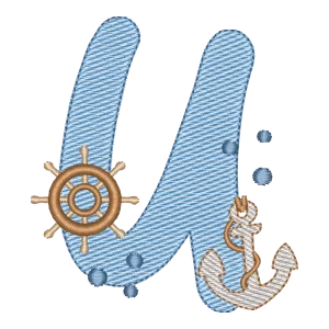 Bordado Matriz Letra U Fundo do Mar Náutica