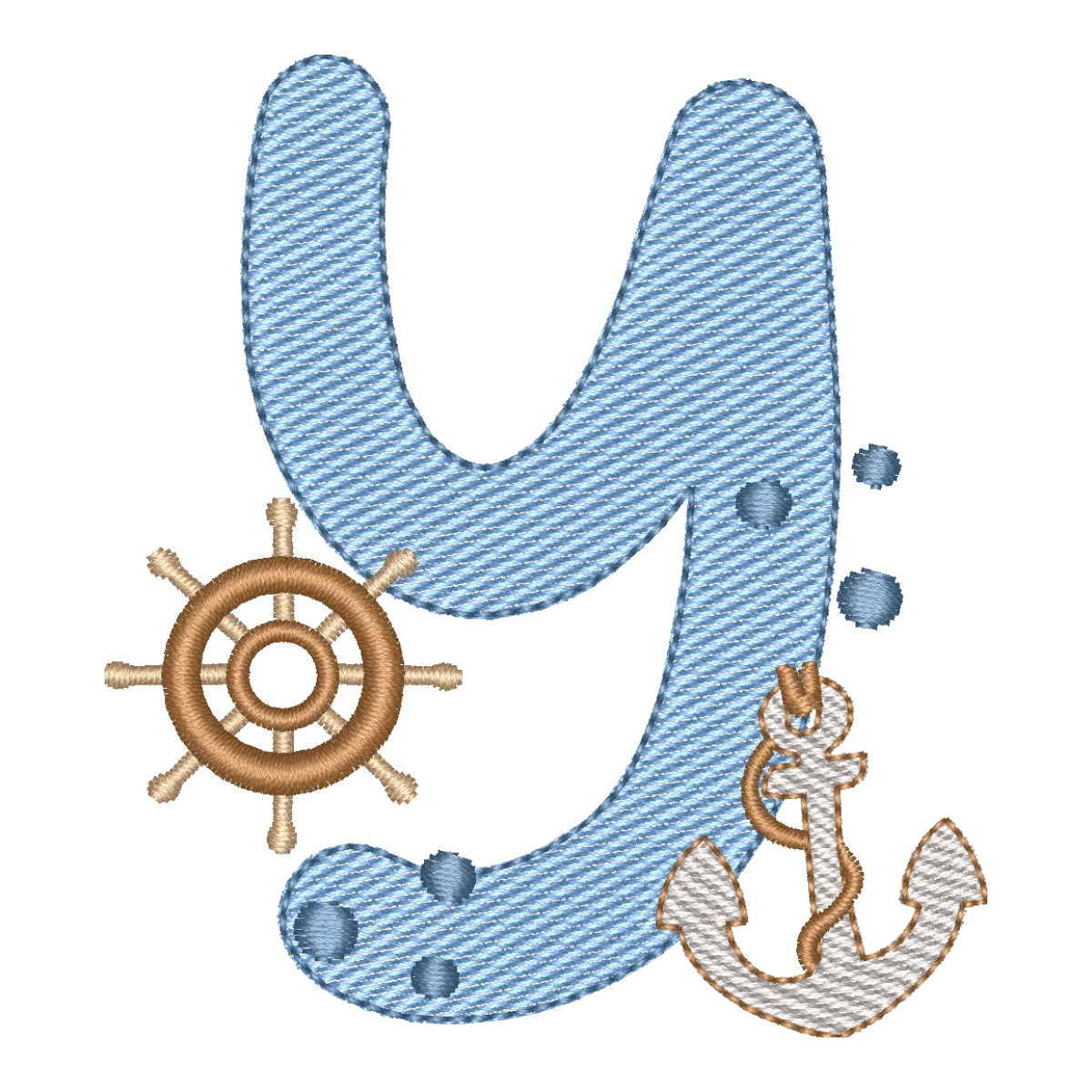 Matriz de Bordado Letra Y Fundo do Mar - Alfabeto Oceano Encantado