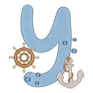 Matriz de Bordado Letra Y Fundo do Mar - Coleção Oceano Encantado