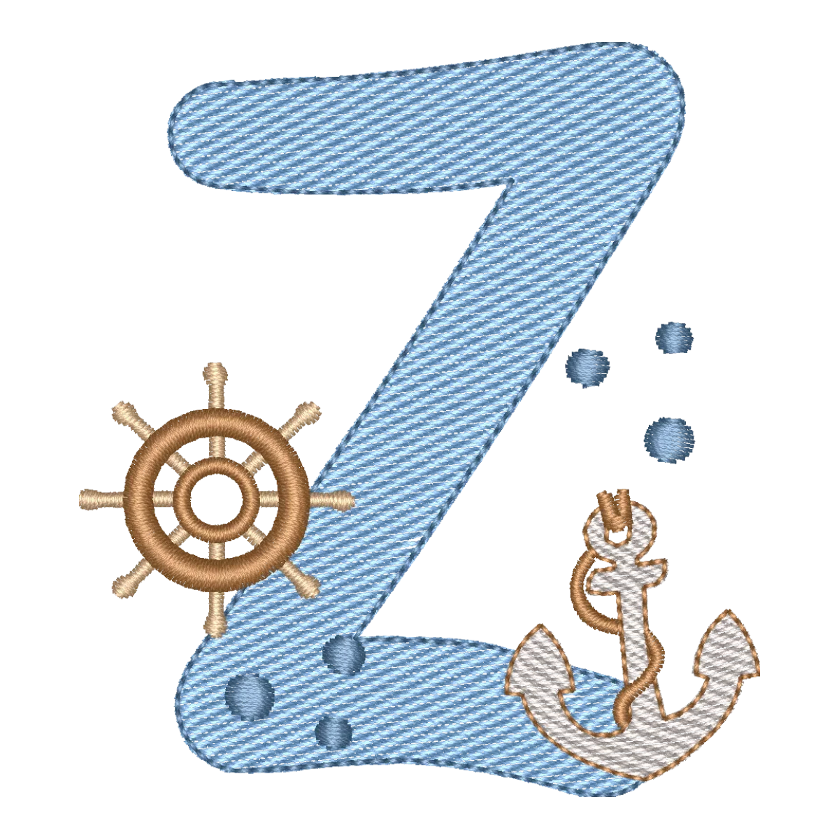 Matriz de Bordado Letra Z Náutica Fundo do Mar