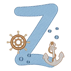 Matriz de Bordado Letra Z Náutica Fundo do Mar