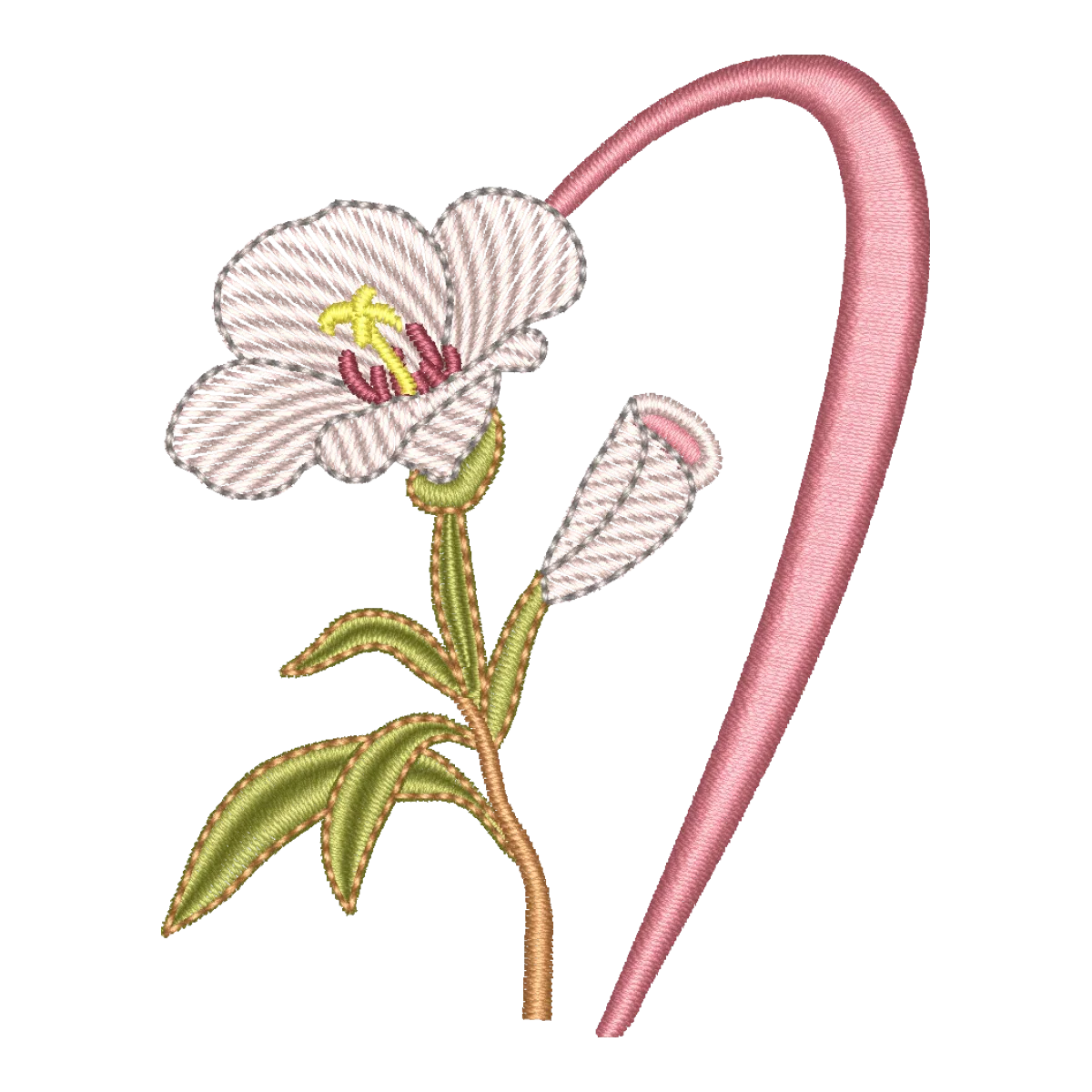 Matriz de Bordado Monograma Floral Letra I - Alfabeto Galhos