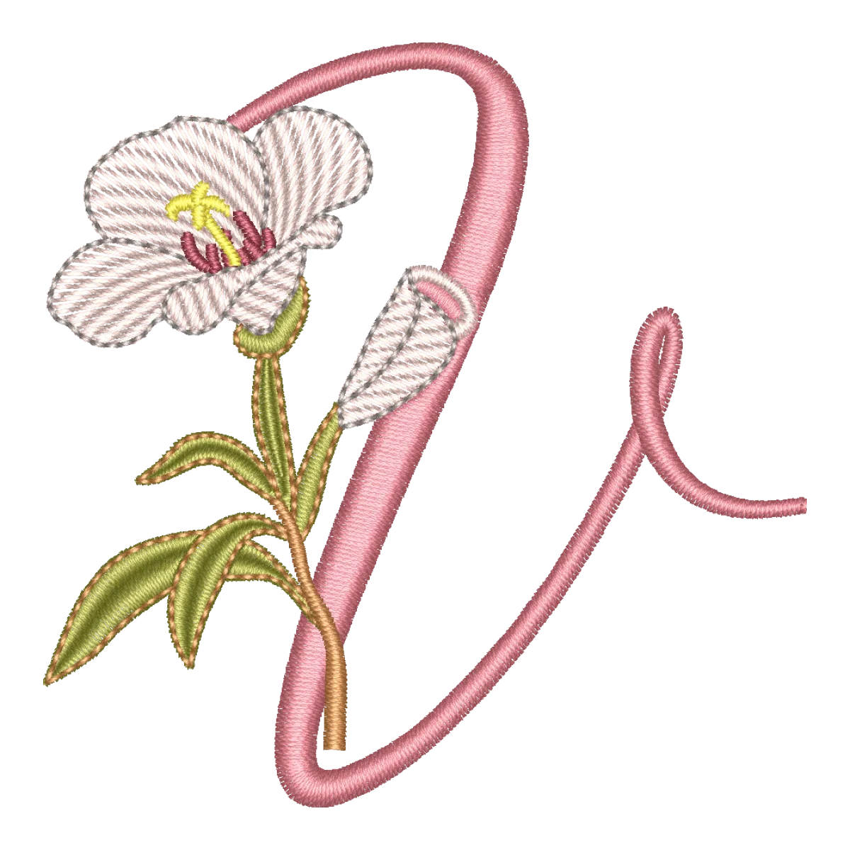 Letra V Floral: Alfabeto Galhos Encantados