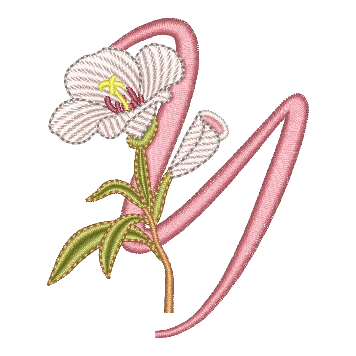 Matriz de Bordado Letra Y Floral - Coleção Alfabeto Galhos